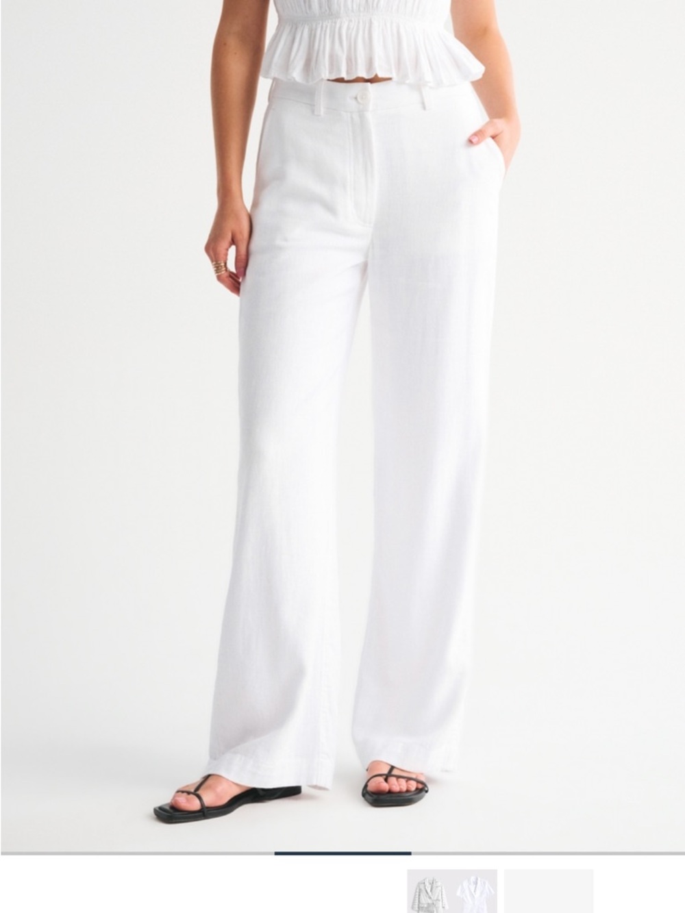 Abercrombie & Fitch Linen Wide-Leg High-Rise Pants - Curve Love